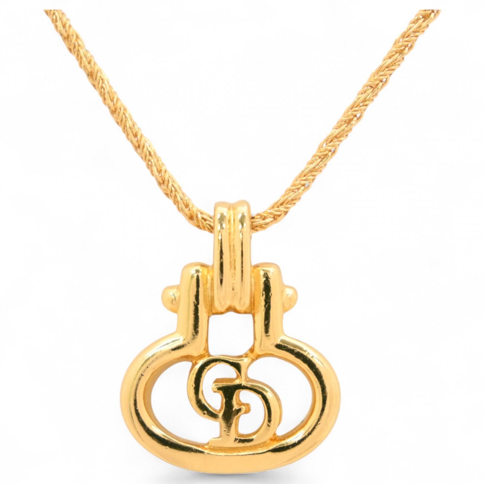 

Auth DIOR Necklace CD logo Gold di4608vw