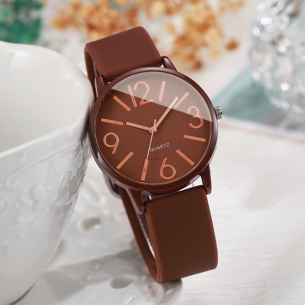 Arabic Dial Women's Quartz Watch Minimalist Silicone Strap Casual Wristwatch for Girls Students Reloj