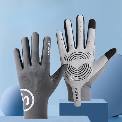 Outdoor Sports Summer Cycling Ice Silk Gloves Long Finger Sun Protection Non Slip Wear Resistant Breathable Shock Proof Yoga Men and Women Gloves