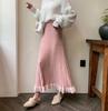 Qooth Women Warm Pleated A-line Skirt Elegant All Match Umbrella Skirt For Autumn Winter QT2272