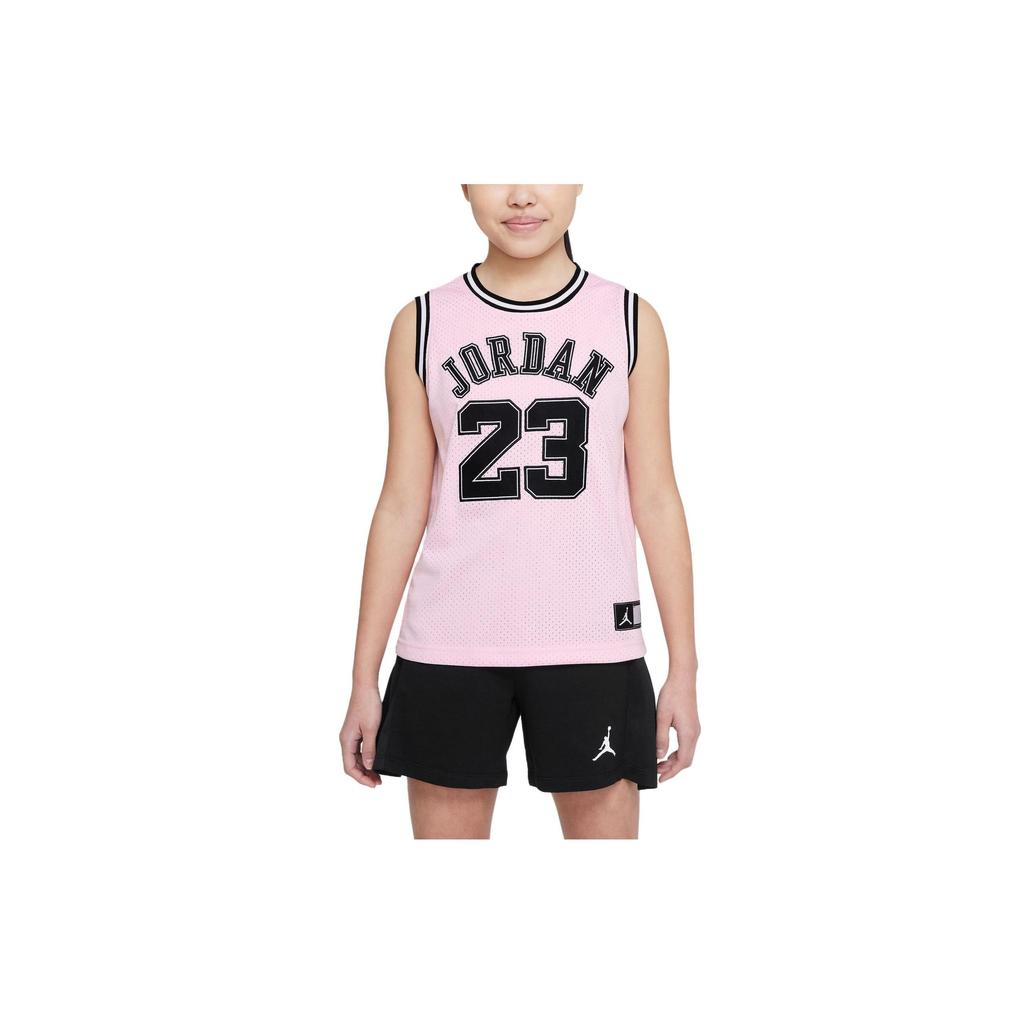 Jordan Stampa Logo Lettera Girocollo Senza Maniche Maglia da Basket per Bambini Maglia Bambino Rosa HA7284-663