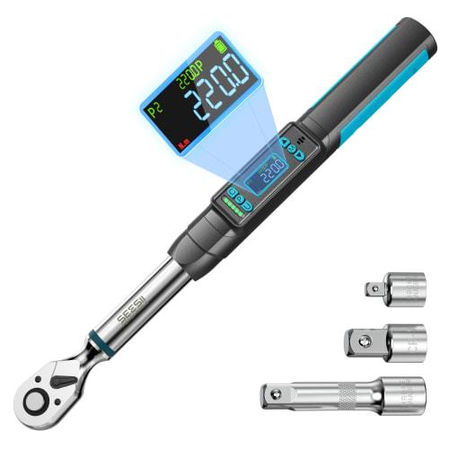 

[New for 2025] SEESII Digital Torque Wrench, High-Precision Torque Wrench, 220 Nm, 3/8 Drive, 1/4 and 1/2 Conversion Adapter, 3 Modes, 5 Units, Mul