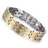 Vinterly Mens Chain Link Bracelet Wheat Black Stainless Steel Health Energy Germanium Magnetic Bracelets Bangles for Men Jewelry