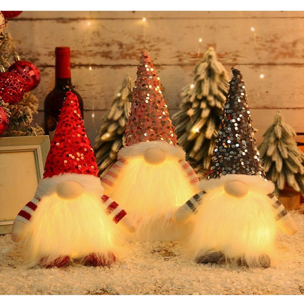 Schlitten Gesichtsloser Zwerg Puppe Ski 2024 Weihnachts-Gnom Puppe mit LED-Licht Elf Weihnachts-Gnom Gesichtsloser Puppe Heimdekorativ