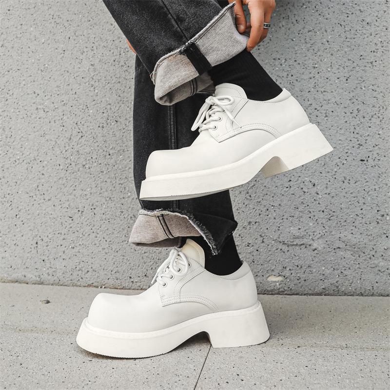 New Derby shoes men's white big head leather shoes summer casual men's shoes retro trendy shoes 95558-J