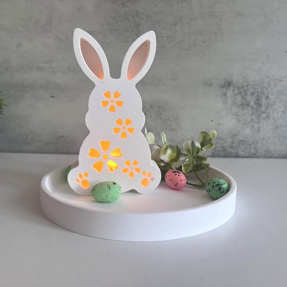 Hollow Easter Rabbit Light Silicone Mold Cute Rabbit Lamp Box Mold Easter Ornament