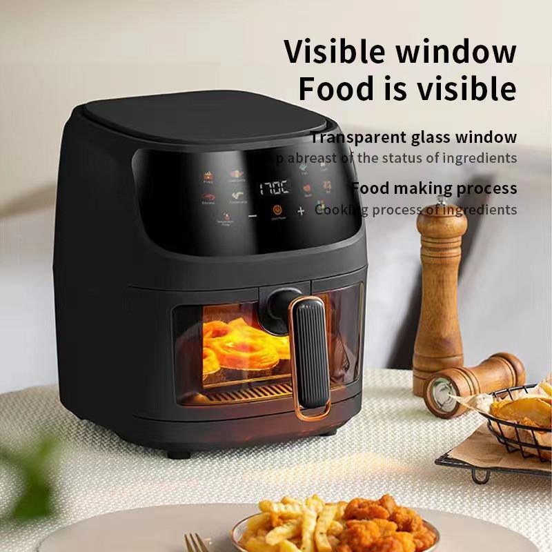 8L 360 ° Large Capacity 1350W Digital Screen Control Visible Window Three-dimensional Circulation Air Fryer