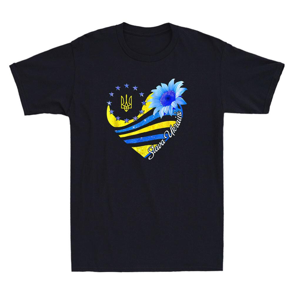 Slava Ukraini Sunflower Ukrainian Flag Stand With Ukraine Novelty Men's T-Shirt