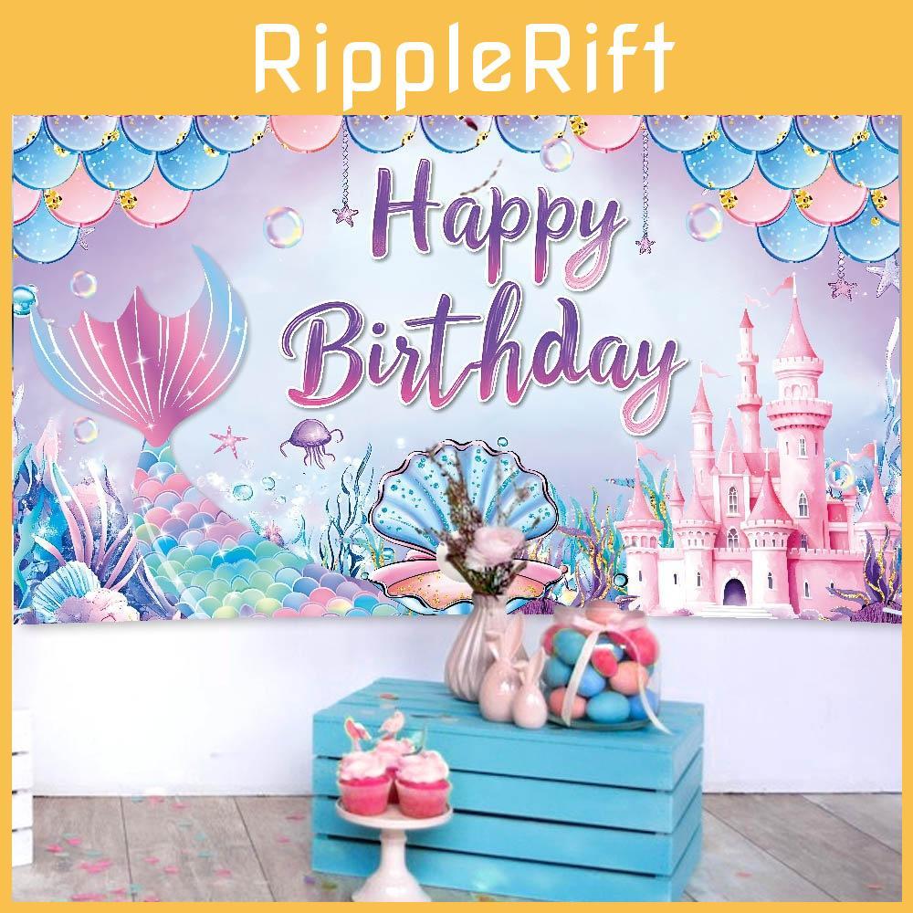 Themed Print Mermaid Design Birthday Decoration Background Cloth For Party Kids