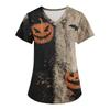 Women's Printing Uniform Work Uniform V-neck Pockets Basic Short Sleeve Pullover Top