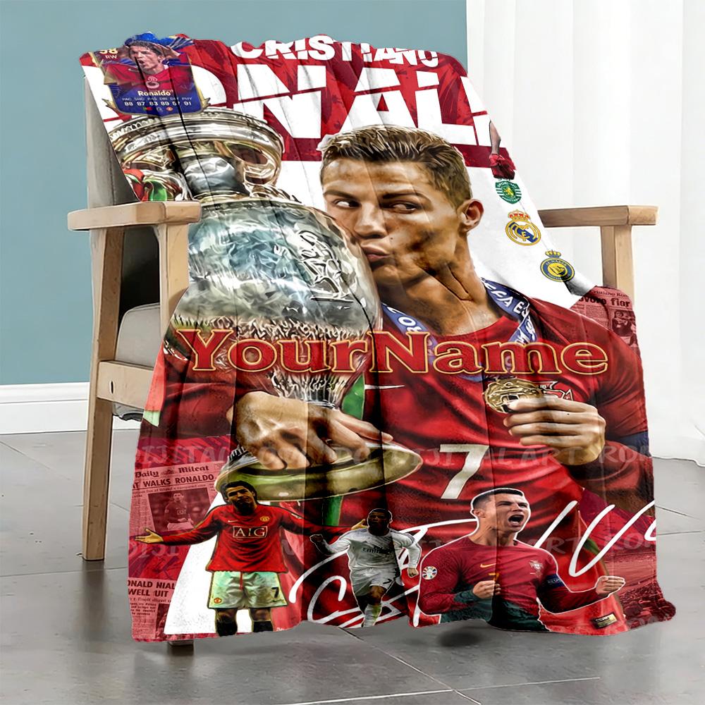 Cristiano Ronaldo 24 Customize Text Blanket Gift Customizable Blanket Warmthful Decor Perfect for Bed Office Home Decor Bedding