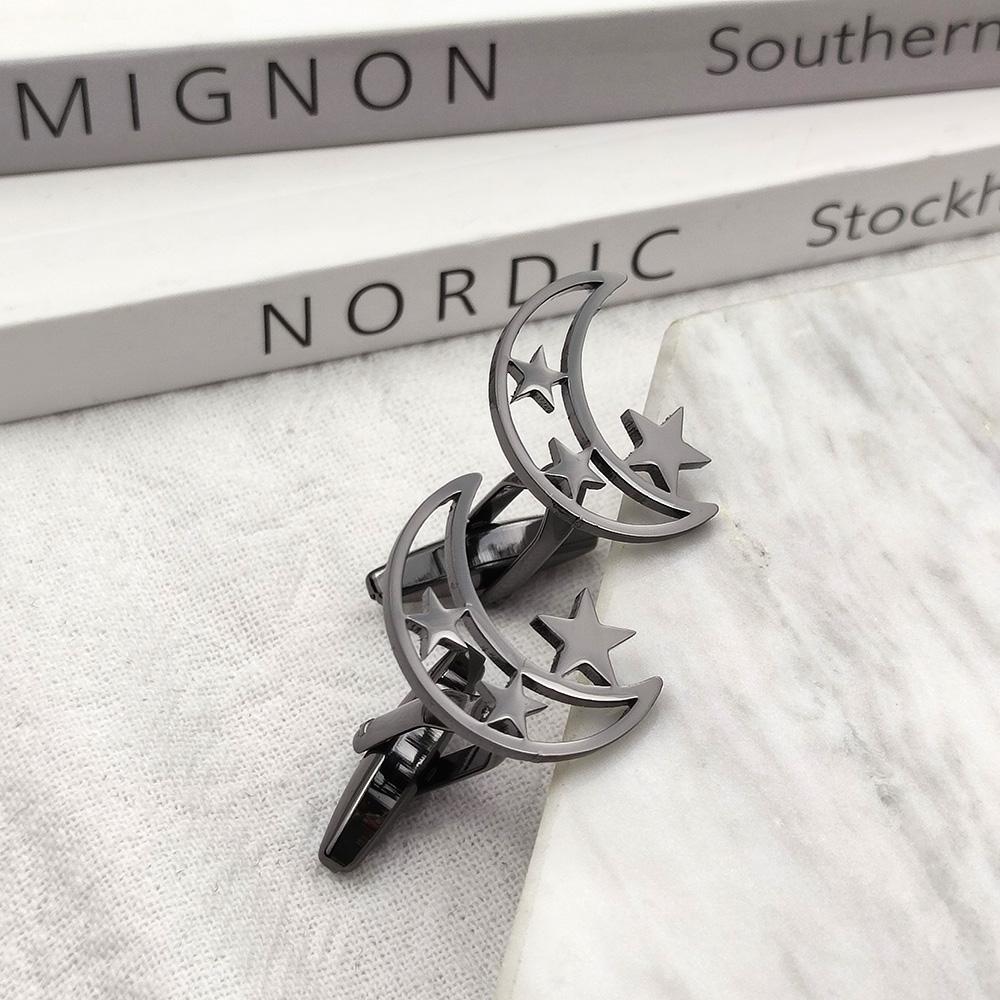 Men's Cufflinks Moon Star Cufflink Personalized Stainless Steel Jewelry French Shirt Cuff Links Groomsmen Wedding Gift Wholesale
