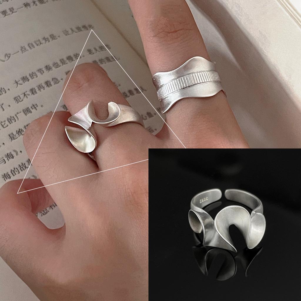 Sterling Silver Trend Arched Wide Ring For Female Geometry Punk Design Jewelry Asymmetric Gift Dropshipping