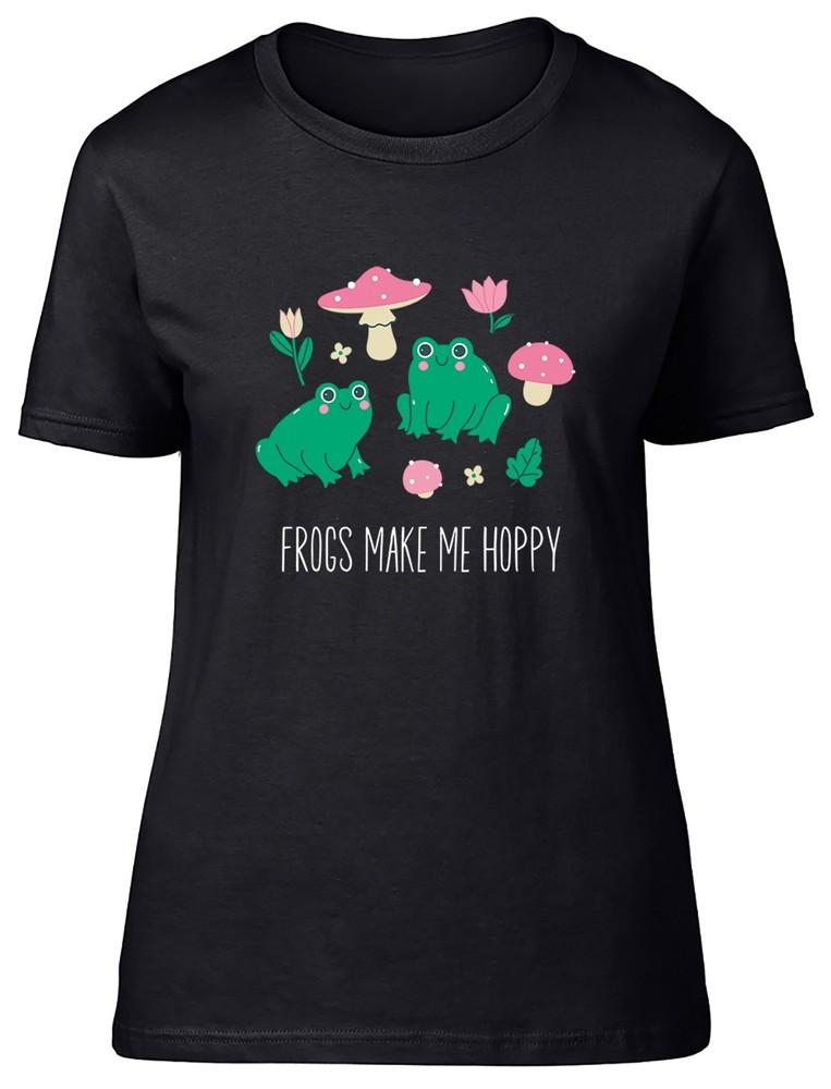

Frogs Make Me Happy Croak Toad Amphibian Lover Womens T-Shirt Ladies Gift Tee M
