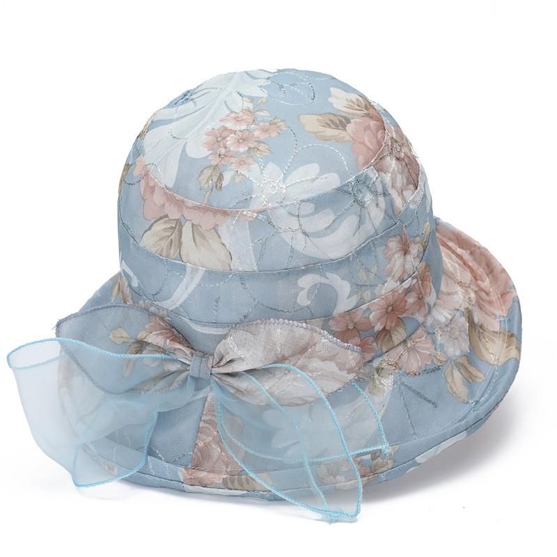 Womens Wide Brim Sun Hat UV Protection Breathable Foldable Floppy Middle-Aged Senior Ladies M 56-58 cm синий