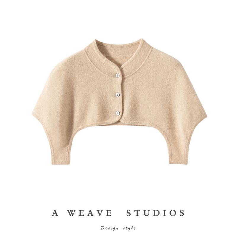 Women s 100% Pure Cashmere Shawl - Autumn/Winter Half High Collar Button Knit Large