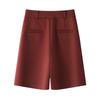 Ancola Women's High-Waisted Red Shorts - Spring 2025 Collection: Loose, Straight, Slimming, Wide-Leg Trousers