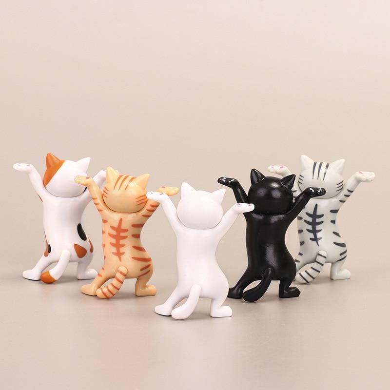 Cute Cats Pen Holder Funny Cat Doll Ornaments Plastic Crafts Earphone Support Room Office Desk Home Decoration Accessories