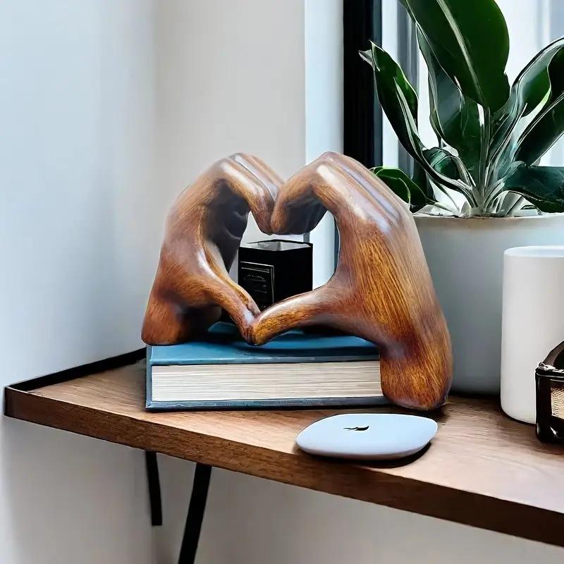 Heart Hands Ornament Love Hand Gesture Statues for Bookshelf Table Sculpture