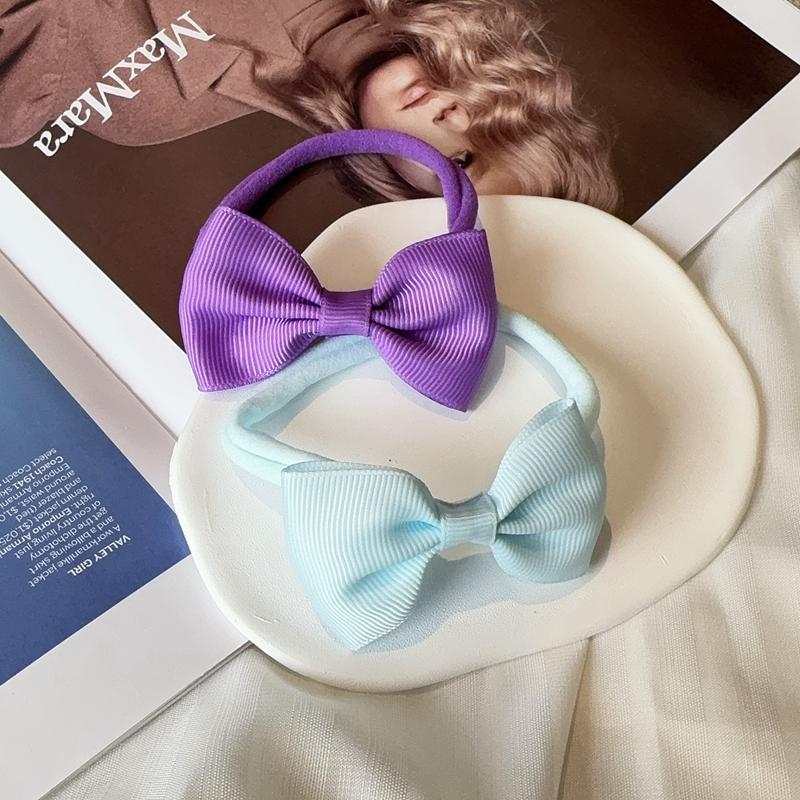 6Pcs/Set Solid Color Kids Headwear Elastic Hair Bands for Baby Cute Ribbon Bowknot Headband Infant Girls Hair Accessories