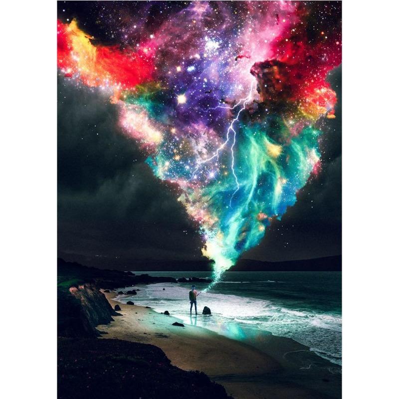 Abstract colorful cosmic planet galaxy star sky posters and prints vintage painting on canvas wall painting room decoration