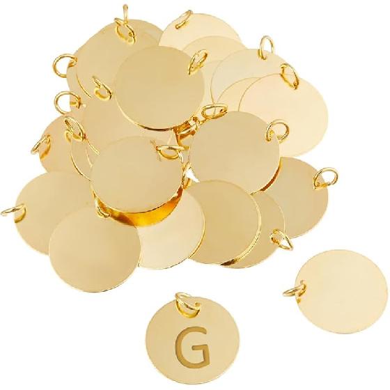 SUPERFINDINGS 30PCS Brass Blank Pendants 20mm Stamping Flat Round Blank Stamping Charms for Jewelry Keychain DIY Pet Tags