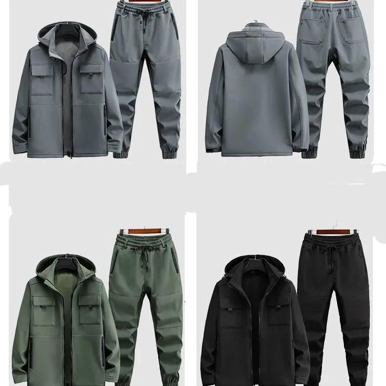 Autumn and Winter Models Plus Velvet Jackets Overalls Suits for Men and Women Thickened Windproof, Waterproof, Cold and Warm Tooling