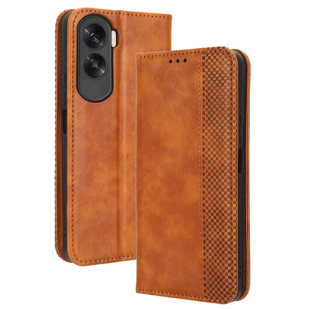 Stand Case for Honor 90 Lite 5G/X50i 5G Magnetic Shell Retro PU Leather Phone Wallet Flip Cover