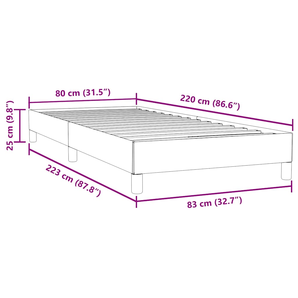 Box Spring Bed Without Mattress Dark Green 80 x 220 cm Velvet