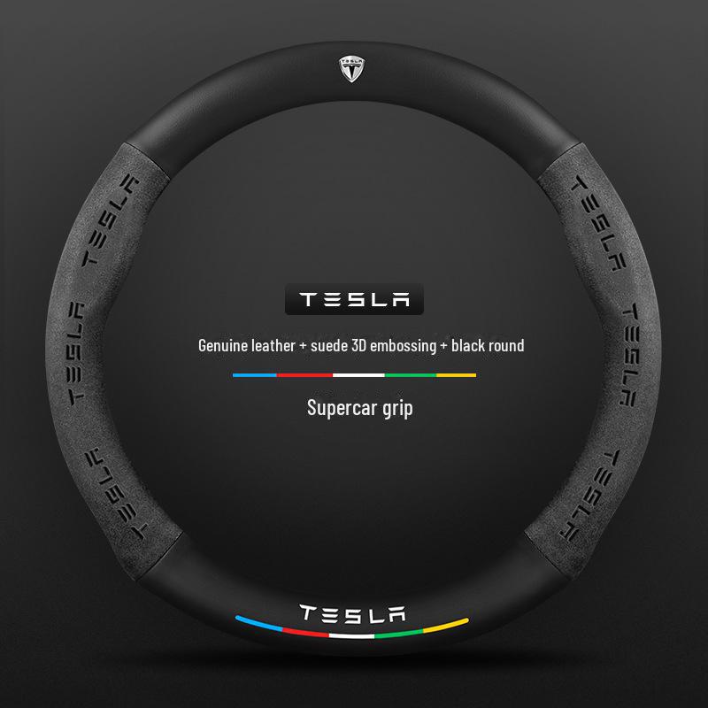 

Чехол на руль Tesla: Натуральная кожа и замша, углеродное волокно для Model 3/Y/X 38cm