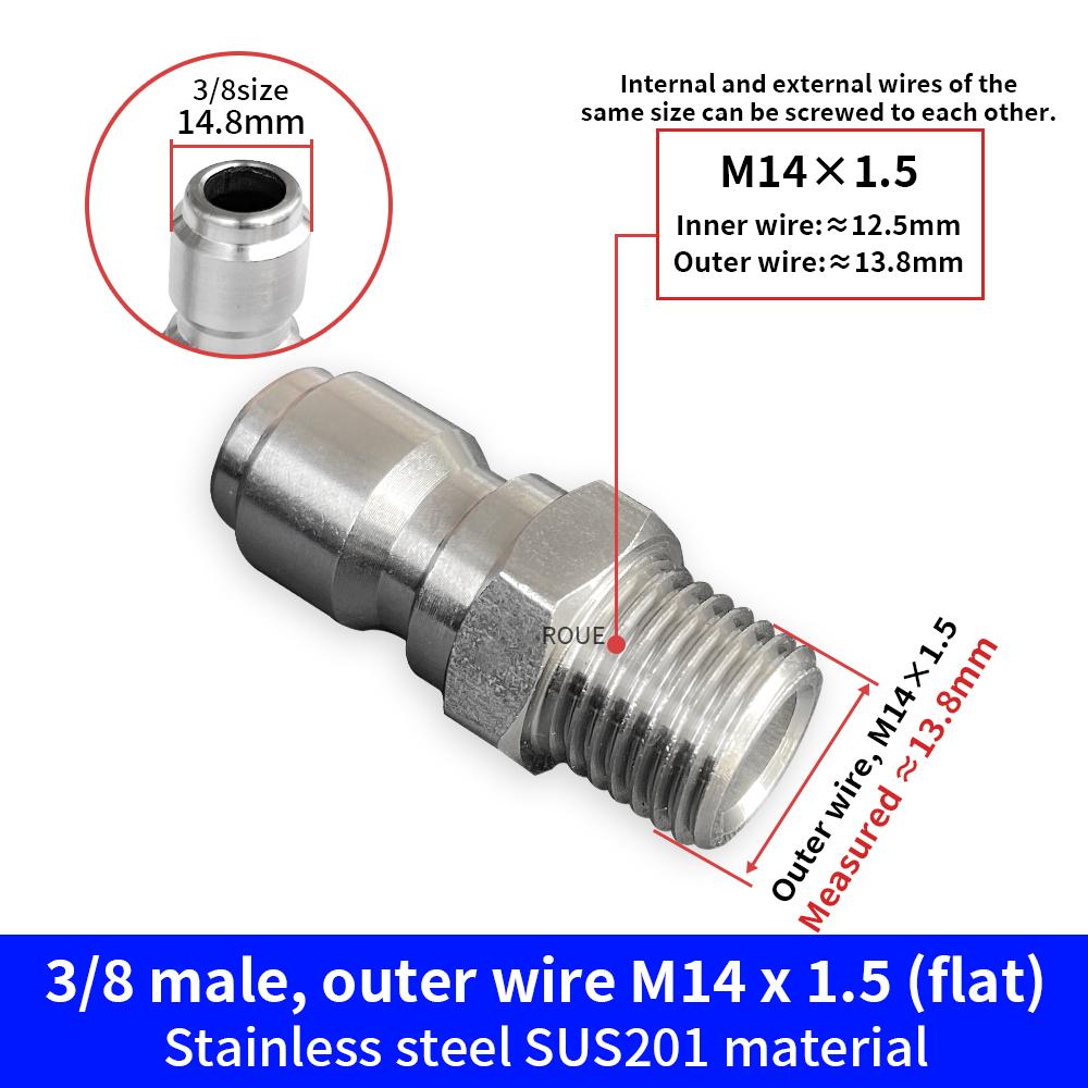 3/8 Inch Stainless Steel Male and Female Quick Connector Kit Pressure Washer Adapter Set Quick Connector Plug Male Nipples
