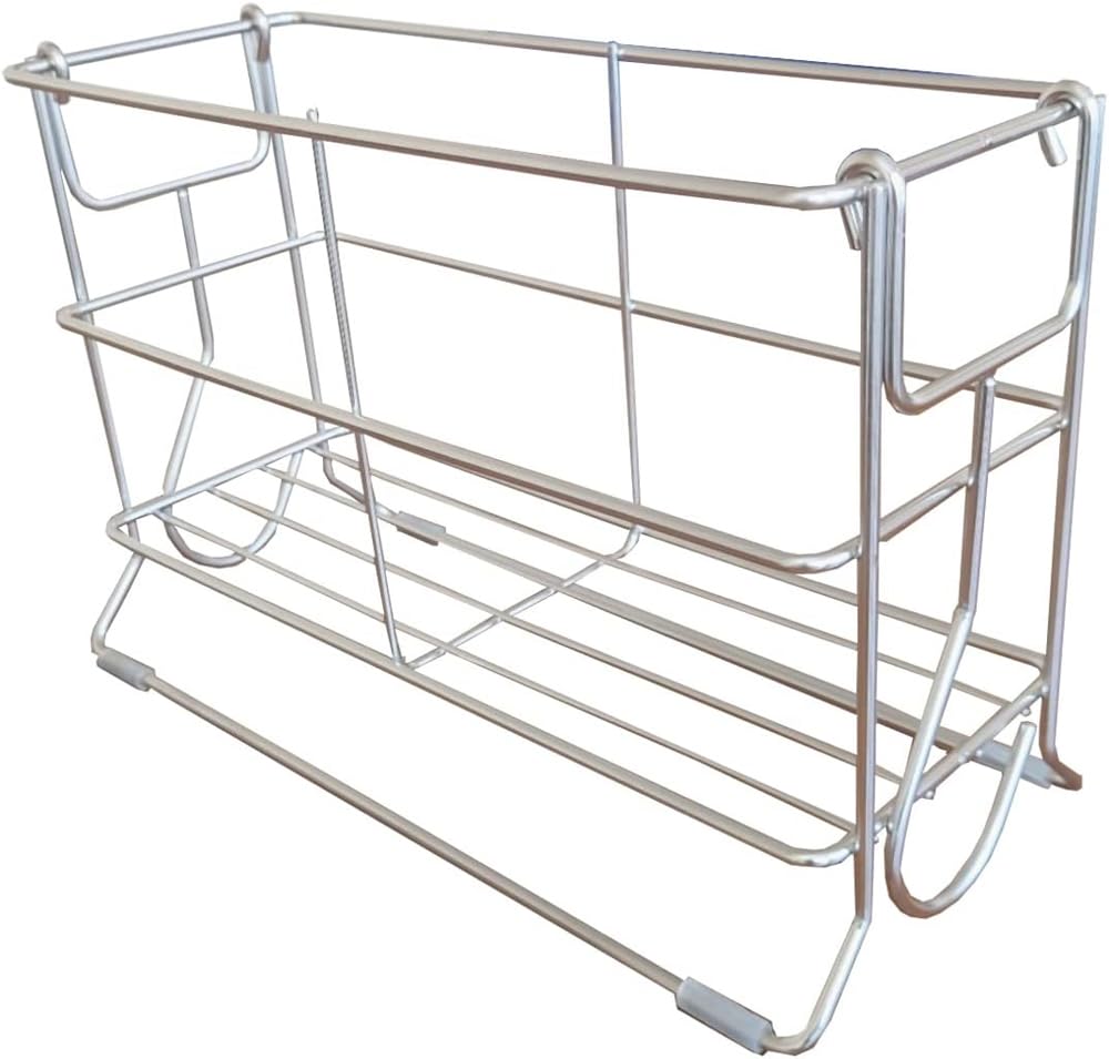 Oki Seisakusho Bathroom Bottle x 12 x 2-Way Rack, Silver, Approx. 26.5 H32.5cm