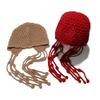 Autumn and winter warm wool hat, hand-woven hollow bag head hat, women's ethnic style fringed ear protector, knitted hat, women