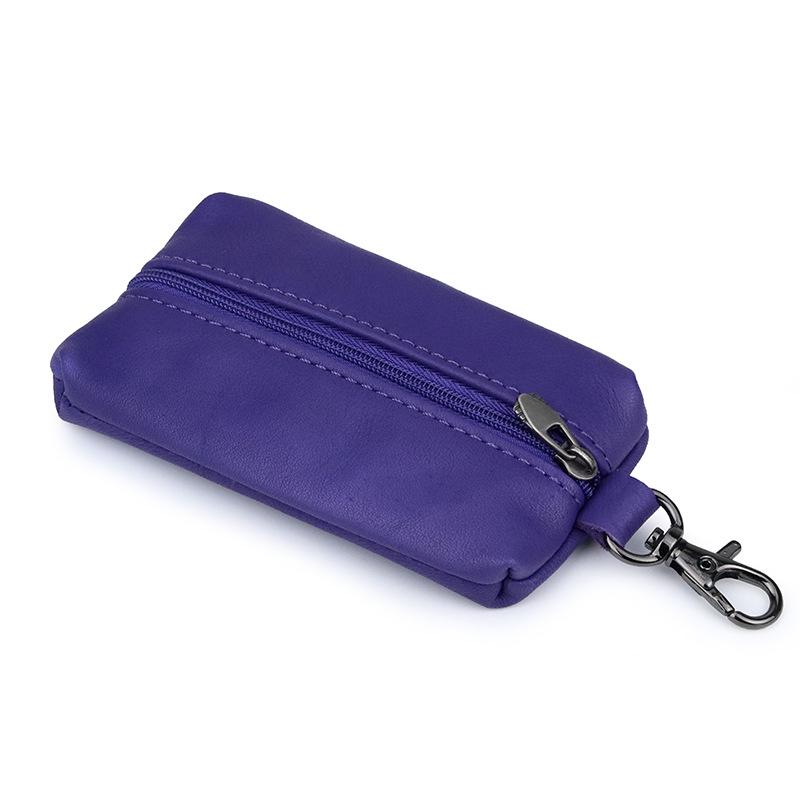 

Ключниця з натуральної шкіри (верхній шар): Унісекс косметичка на блискавці та тримач для брелока автомобіля фіолетовий