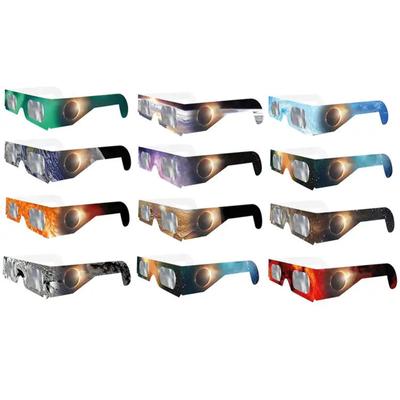 6 gafas solares de papel de color aleatorio, gafas solares de observación total, gafas de visualización anti-UV 3D para exteriores