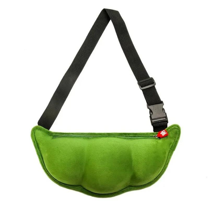 

2026 Winter Personality Creative Edamame Shape Ladies Messenger Bag Plush Pea Shoulder Bag For Women Fun And Funny Chest Bag Bolsa De Mensajero