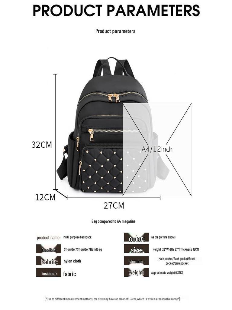 Korean Style Women's Large Capacity Diamond Pattern Backpack
