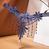 Women G-string Flower Embroidery Tassel Solid Color Hollow Out Faux Pearl Decor Spaghetti