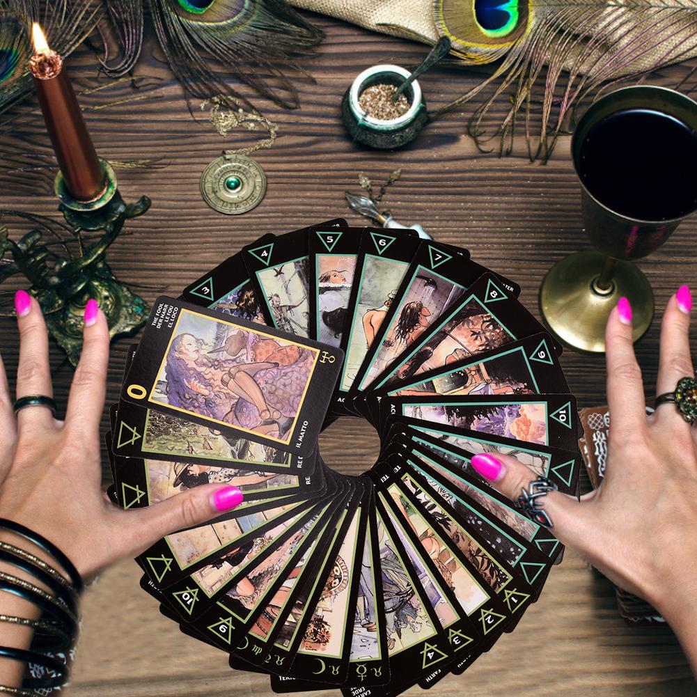 Cartas de Tarot duraderas y vívidas, versión completa en inglés, regalos de juegos para fiesta familiar para Manara