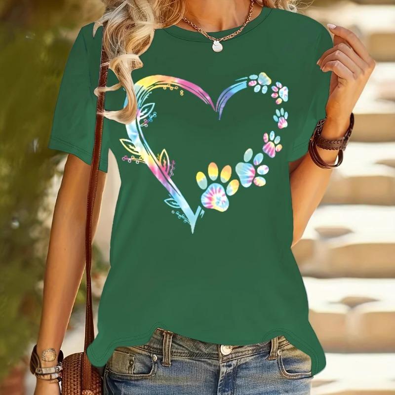 

Универсальная Модная Высококачественная Футболка с коротким рукавом и круглым вырезом с узором в виде сердец 6XL