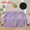 2025 new luminous rainbow unicorn pegasus star flannel blanket machine washable printing and dyeing blanket