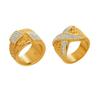 Luxury Retro Diamond X-Shaped Ring: Stainless Steel, Square Pattern, Fashionable & Versatile