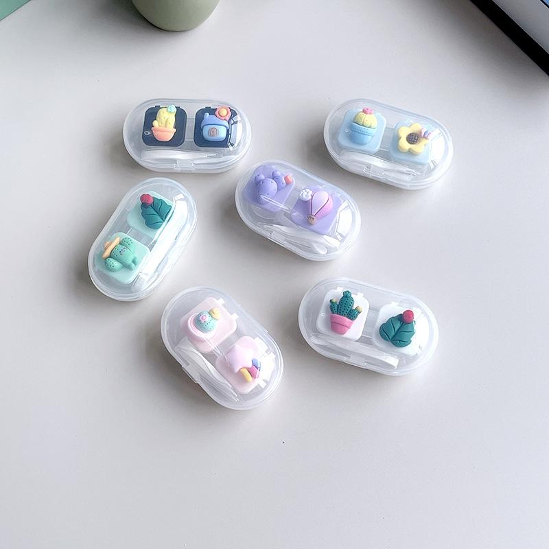 

DIY Contact Lens Case Mini Compact Clamshell Contact Lens Case Storage Companion Box Double Box