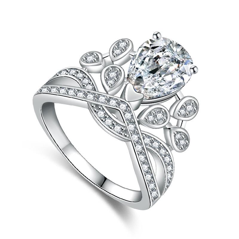 Lindon Classic Copper Alloy Zircon Ring Ladies Jewelry Wedding Promise Party Gift