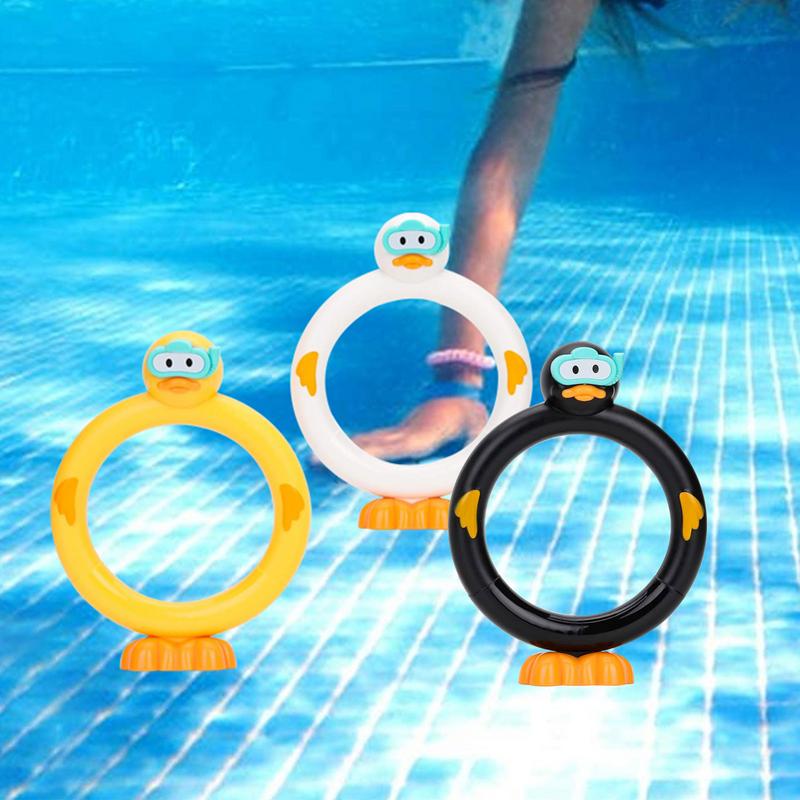 Pool Rings For Kids Diving Cute Diving Duck Swimming Toys Colorful Training Sinking Throwing Dive Sticks 3PCS Pool Toys
