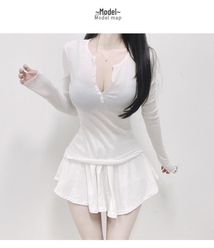 Korean Dongdaemun Sheer Slimming Long Sleeve Top for Women