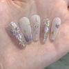 Purple Butterfly Magic Mirror Press-on Nails - Long, Gentle Nail Art Patches with Cat Eye Effect for a Dreamy Style