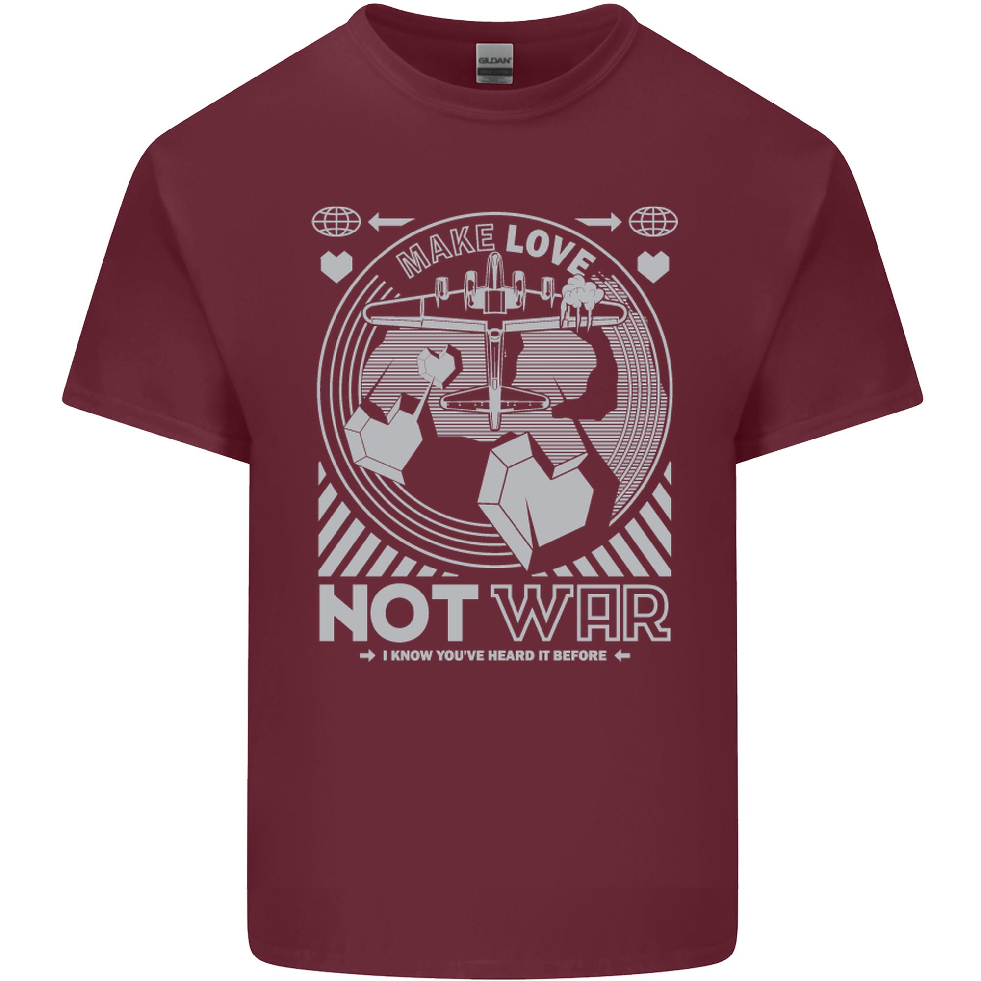 Make Love Not War World Peace Anti Unisexs Light Cotton TShirt S