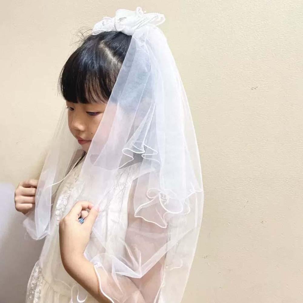 White Girls Head Gauze Bow Bridal Tulle Fashion Veil Hair Clip  Hairpins