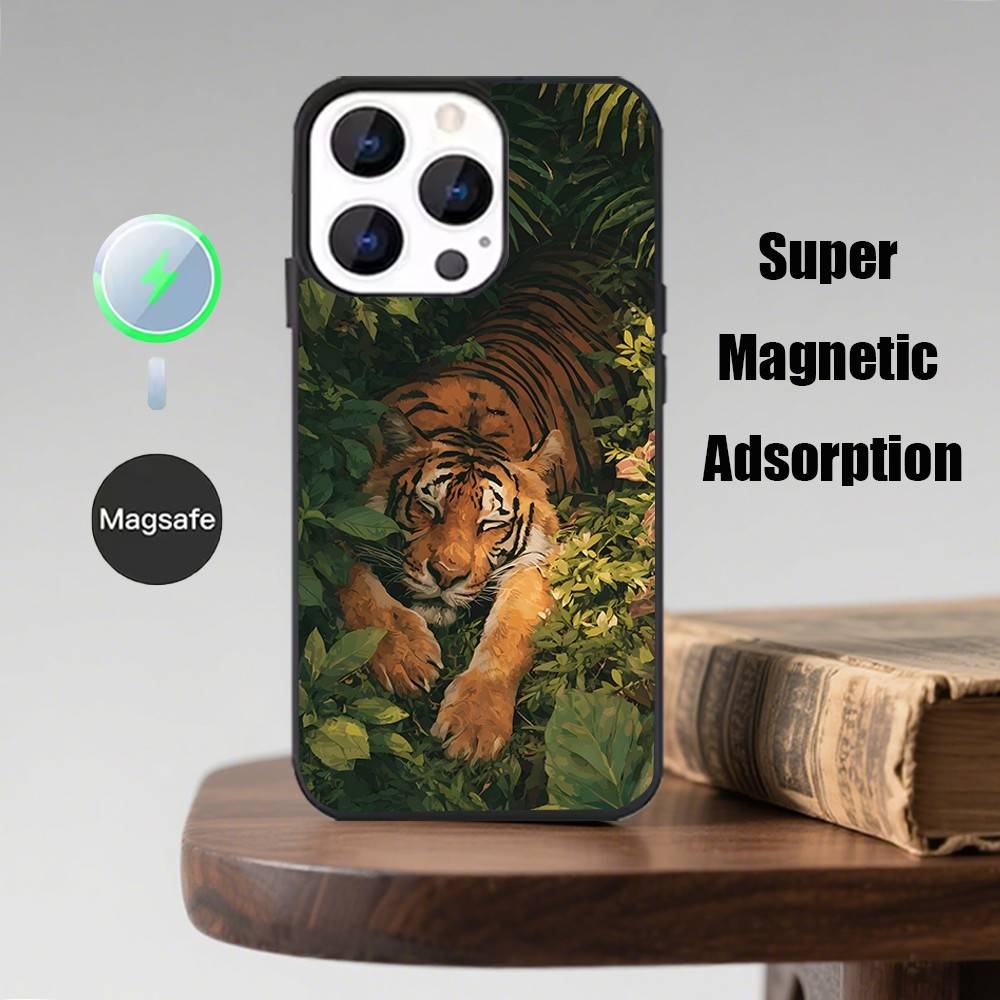 Animal Cover Tiger Lion Phone Case  For iPhone 17,16,15,14,13,12,11,Pro,Max,Plus,Mini,Magsafe,Magnetic Wireless Charging Case